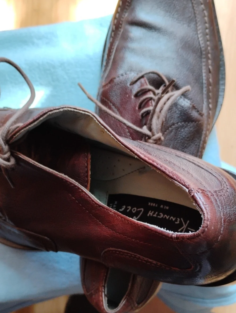 Kenneth Cole Men’s Dark Brown Leather Lace-Up Dress Oxfords Made In Italy